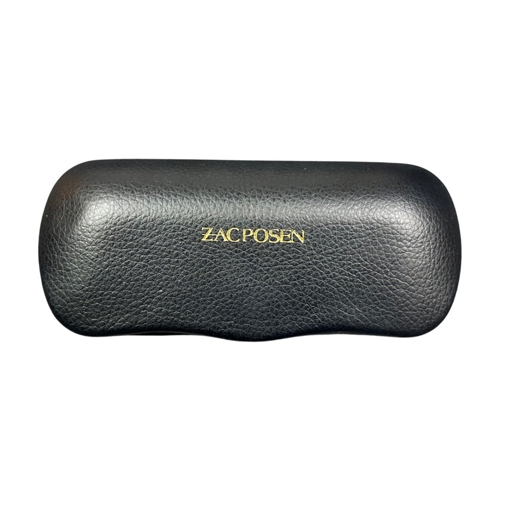 Zac Posen Black Pebbled Hard Shell Glasses Sunglasses Case Gold Logo Microfiber